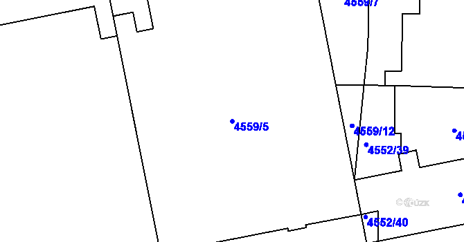 Parcela st. 4559/5 v KÚ Prostějov, Katastrální mapa
