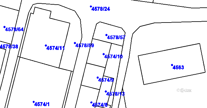 Parcela st. 4574/10 v KÚ Prostějov, Katastrální mapa
