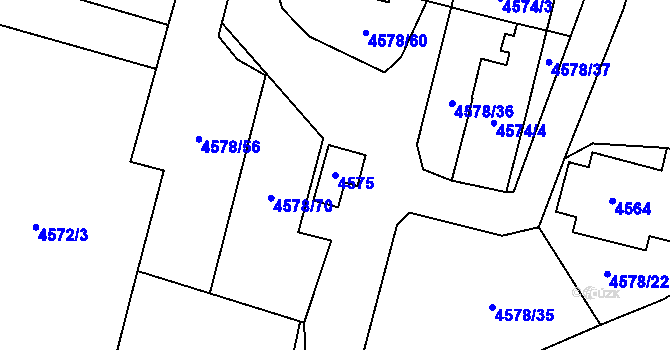Parcela st. 4575 v KÚ Prostějov, Katastrální mapa