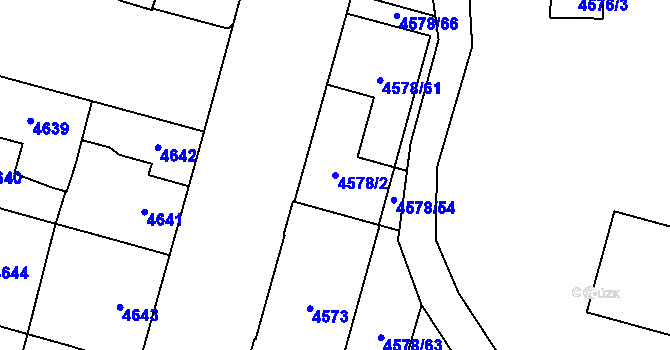 Parcela st. 4578/2 v KÚ Prostějov, Katastrální mapa