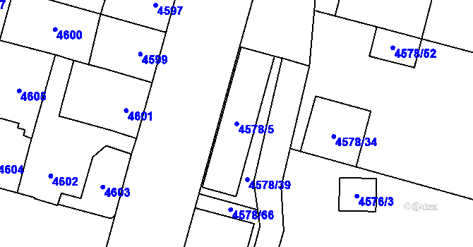 Parcela st. 4578/5 v KÚ Prostějov, Katastrální mapa