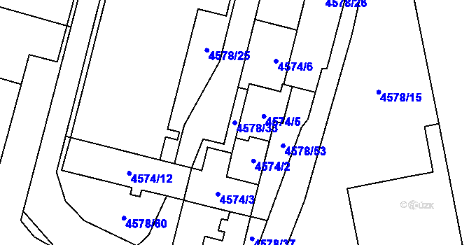 Parcela st. 4578/33 v KÚ Prostějov, Katastrální mapa