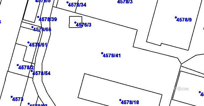 Parcela st. 4578/41 v KÚ Prostějov, Katastrální mapa