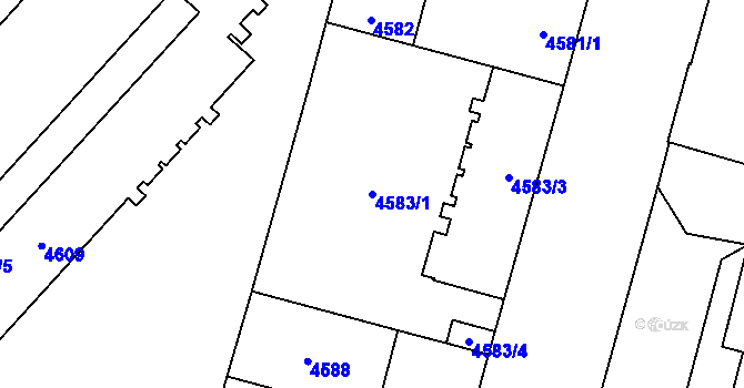 Parcela st. 4583/1 v KÚ Prostějov, Katastrální mapa