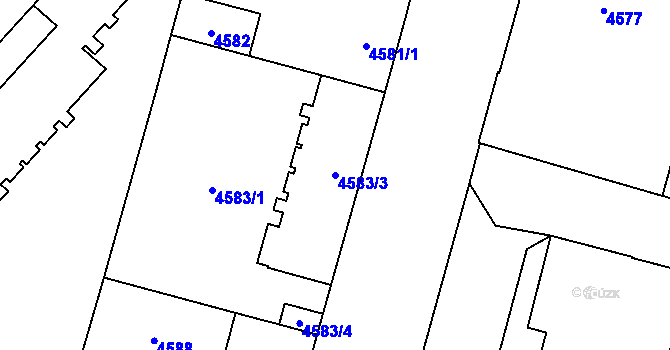 Parcela st. 4583/3 v KÚ Prostějov, Katastrální mapa