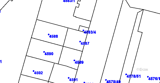 Parcela st. 4587 v KÚ Prostějov, Katastrální mapa