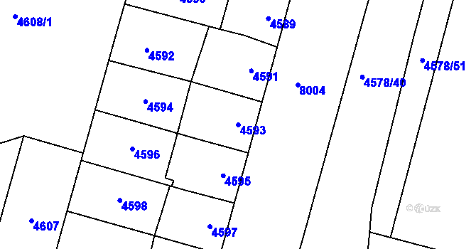 Parcela st. 4593 v KÚ Prostějov, Katastrální mapa
