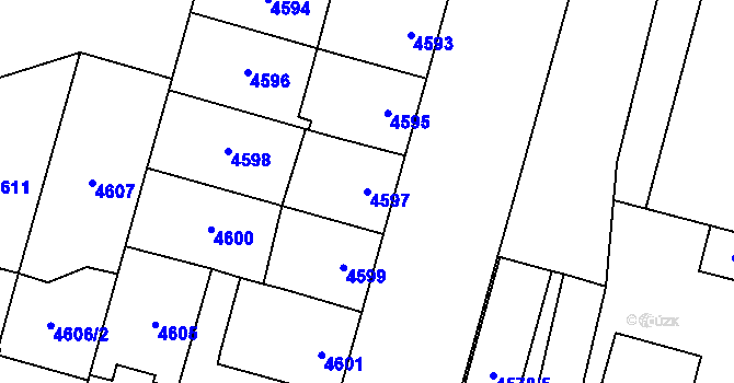 Parcela st. 4597 v KÚ Prostějov, Katastrální mapa