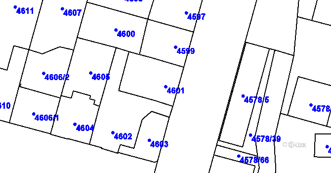 Parcela st. 4601 v KÚ Prostějov, Katastrální mapa