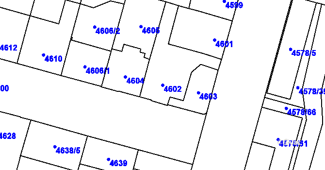 Parcela st. 4602 v KÚ Prostějov, Katastrální mapa