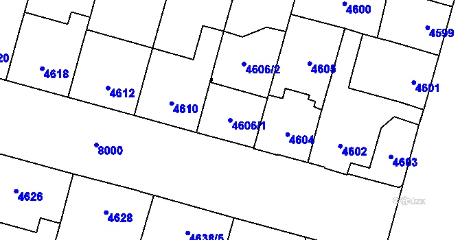 Parcela st. 4606/1 v KÚ Prostějov, Katastrální mapa