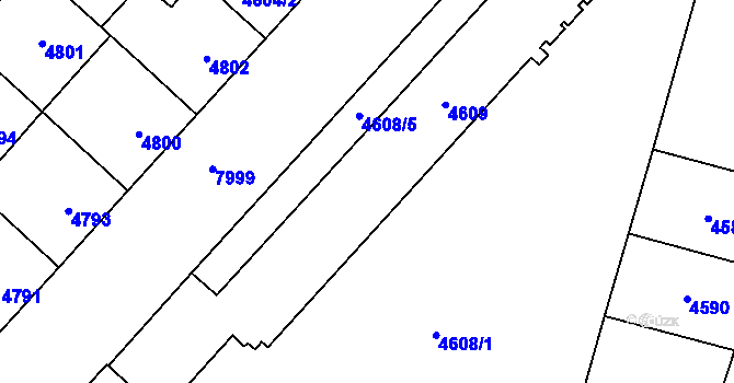Parcela st. 4608/3 v KÚ Prostějov, Katastrální mapa