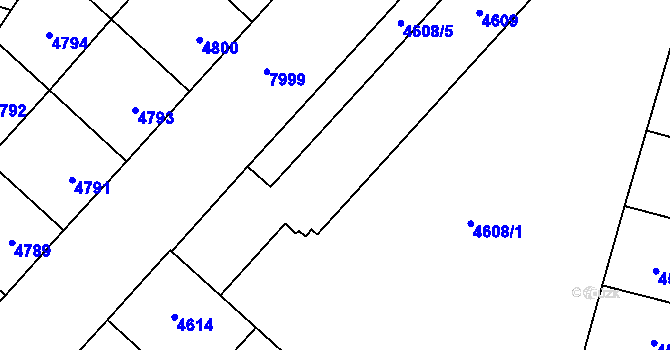 Parcela st. 4608/4 v KÚ Prostějov, Katastrální mapa