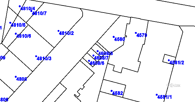 Parcela st. 4608/8 v KÚ Prostějov, Katastrální mapa