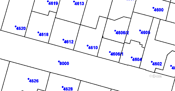 Parcela st. 4610 v KÚ Prostějov, Katastrální mapa