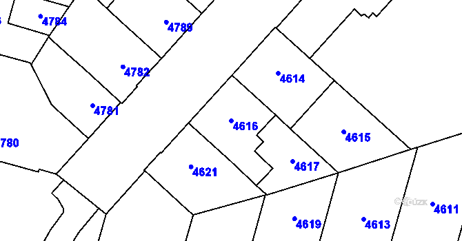 Parcela st. 4616 v KÚ Prostějov, Katastrální mapa
