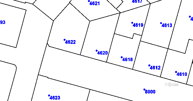 Parcela st. 4620 v KÚ Prostějov, Katastrální mapa