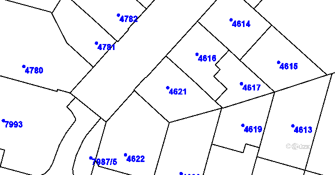 Parcela st. 4621 v KÚ Prostějov, Katastrální mapa