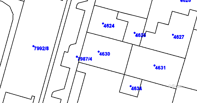 Parcela st. 4630 v KÚ Prostějov, Katastrální mapa
