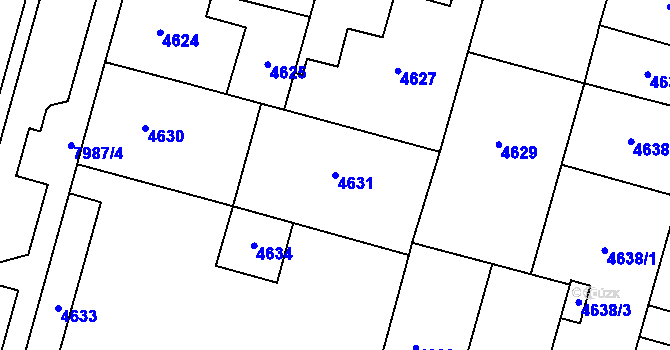 Parcela st. 4631 v KÚ Prostějov, Katastrální mapa