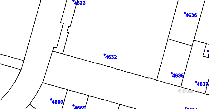 Parcela st. 4632 v KÚ Prostějov, Katastrální mapa