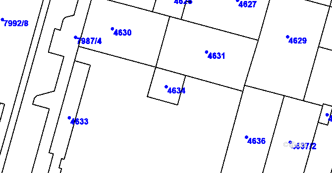 Parcela st. 4634 v KÚ Prostějov, Katastrální mapa