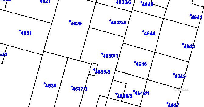 Parcela st. 4638/1 v KÚ Prostějov, Katastrální mapa