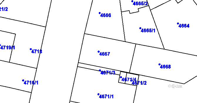 Parcela st. 4667 v KÚ Prostějov, Katastrální mapa