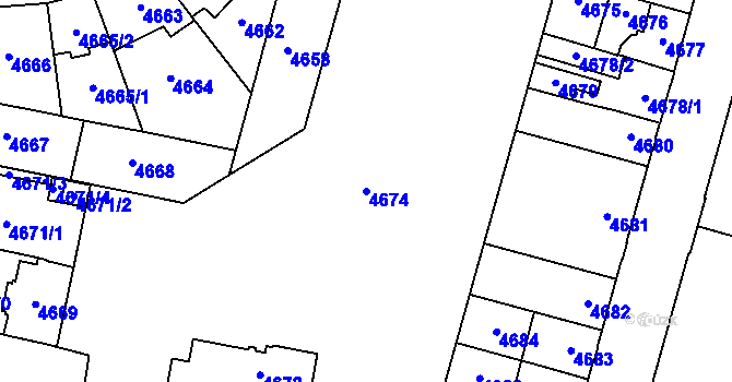 Parcela st. 4674 v KÚ Prostějov, Katastrální mapa