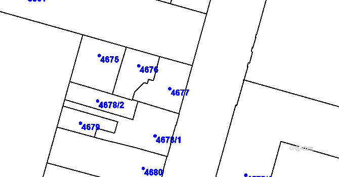 Parcela st. 4677 v KÚ Prostějov, Katastrální mapa