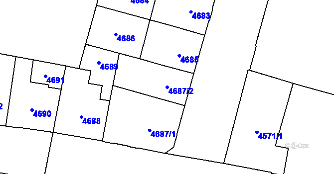 Parcela st. 4687/2 v KÚ Prostějov, Katastrální mapa