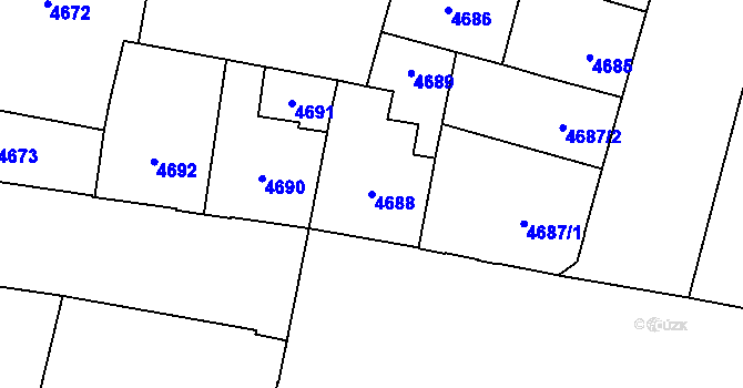 Parcela st. 4688 v KÚ Prostějov, Katastrální mapa