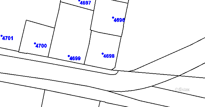 Parcela st. 4698 v KÚ Prostějov, Katastrální mapa