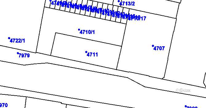 Parcela st. 4711 v KÚ Prostějov, Katastrální mapa