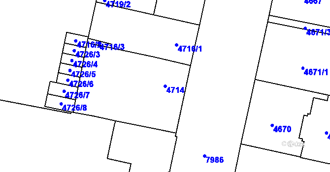 Parcela st. 4714 v KÚ Prostějov, Katastrální mapa