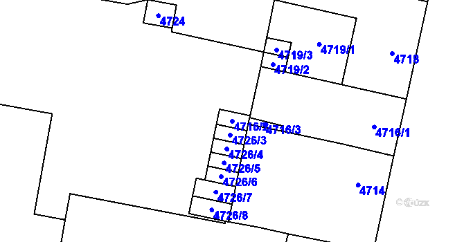 Parcela st. 4716/2 v KÚ Prostějov, Katastrální mapa