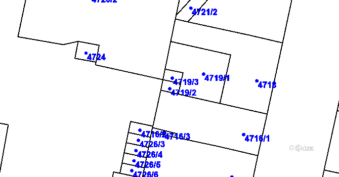 Parcela st. 4719/2 v KÚ Prostějov, Katastrální mapa