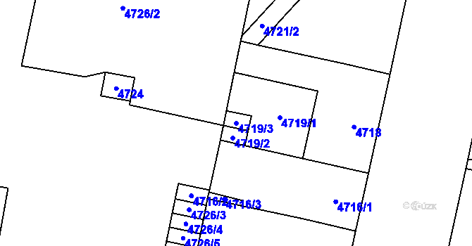 Parcela st. 4719/3 v KÚ Prostějov, Katastrální mapa
