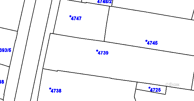 Parcela st. 4739 v KÚ Prostějov, Katastrální mapa