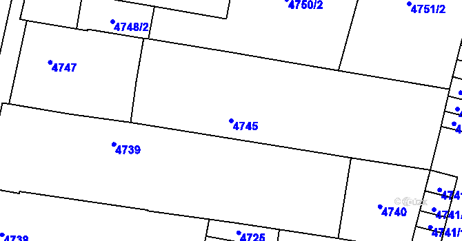 Parcela st. 4745 v KÚ Prostějov, Katastrální mapa