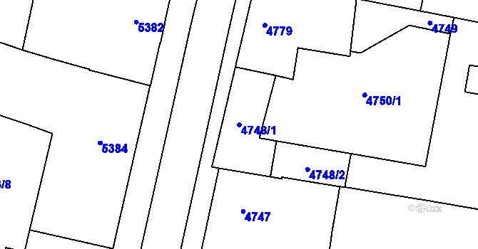 Parcela st. 4748/1 v KÚ Prostějov, Katastrální mapa