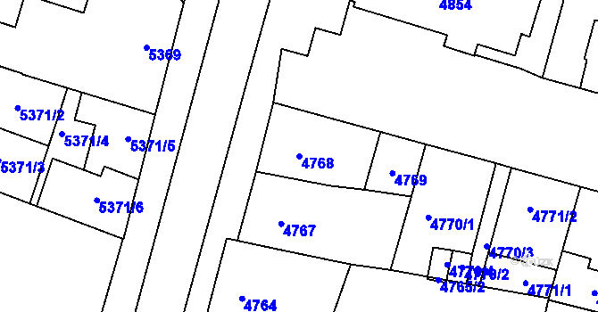 Parcela st. 4768 v KÚ Prostějov, Katastrální mapa