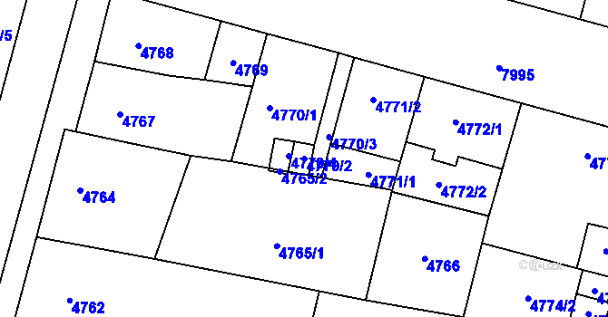 Parcela st. 4770/2 v KÚ Prostějov, Katastrální mapa