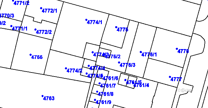 Parcela st. 4776/2 v KÚ Prostějov, Katastrální mapa
