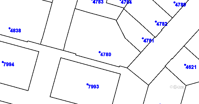 Parcela st. 4780 v KÚ Prostějov, Katastrální mapa