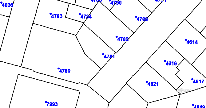 Parcela st. 4781 v KÚ Prostějov, Katastrální mapa