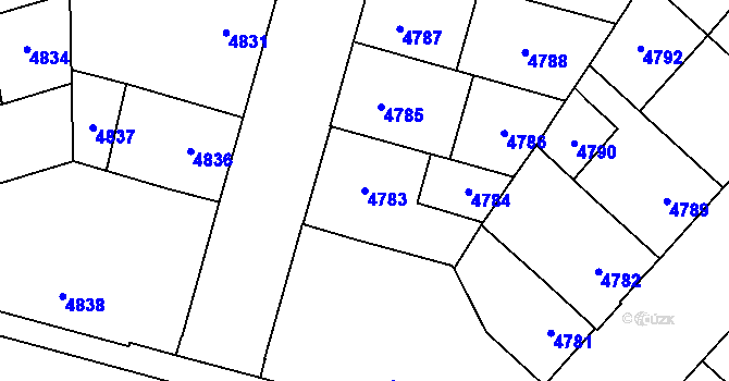 Parcela st. 4783 v KÚ Prostějov, Katastrální mapa