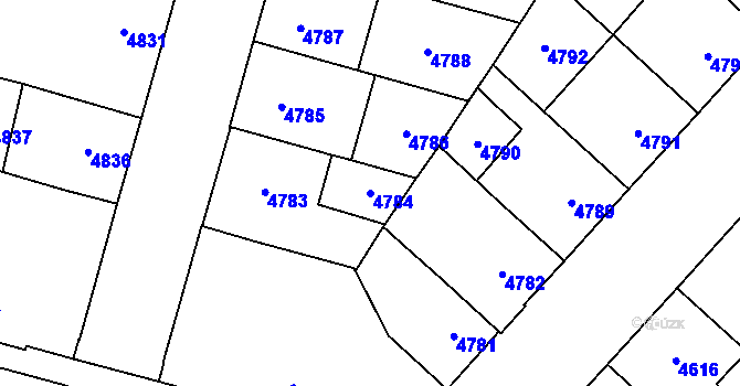 Parcela st. 4784 v KÚ Prostějov, Katastrální mapa