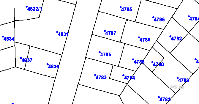 Parcela st. 4785 v KÚ Prostějov, Katastrální mapa