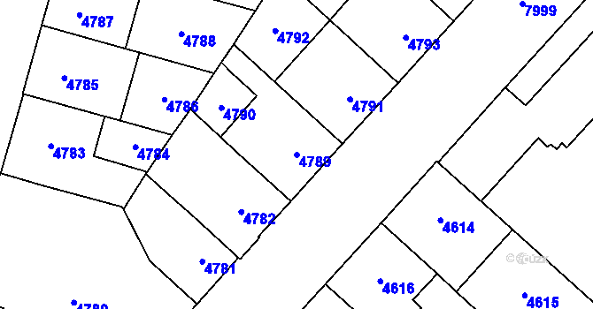 Parcela st. 4789 v KÚ Prostějov, Katastrální mapa